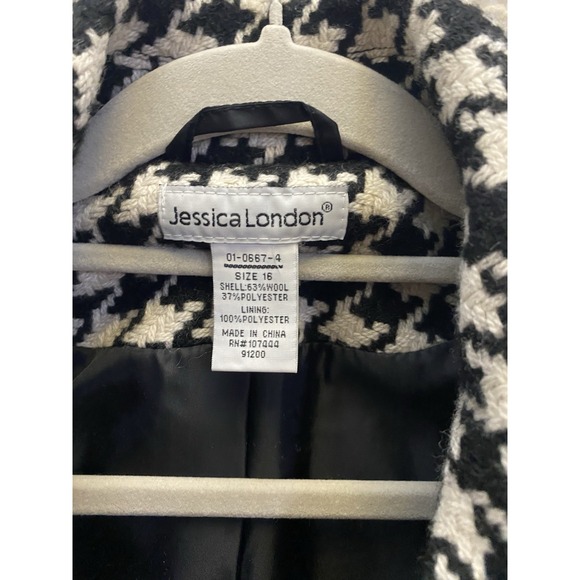 Jessica London Classic Houndstooth Pea Coat - Picture 2 of 9